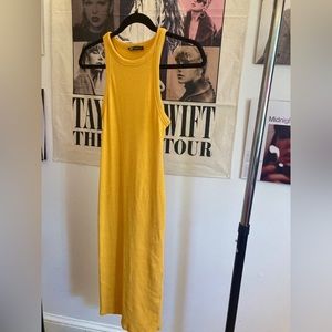 Yellow Zara Bodycon Midi Dress